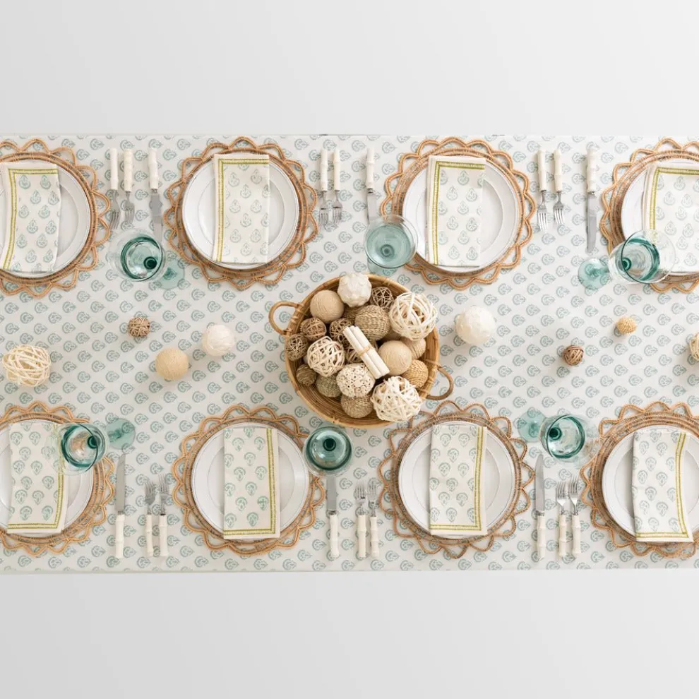 India Hicks Home Carnation Seafoam Tablecloth