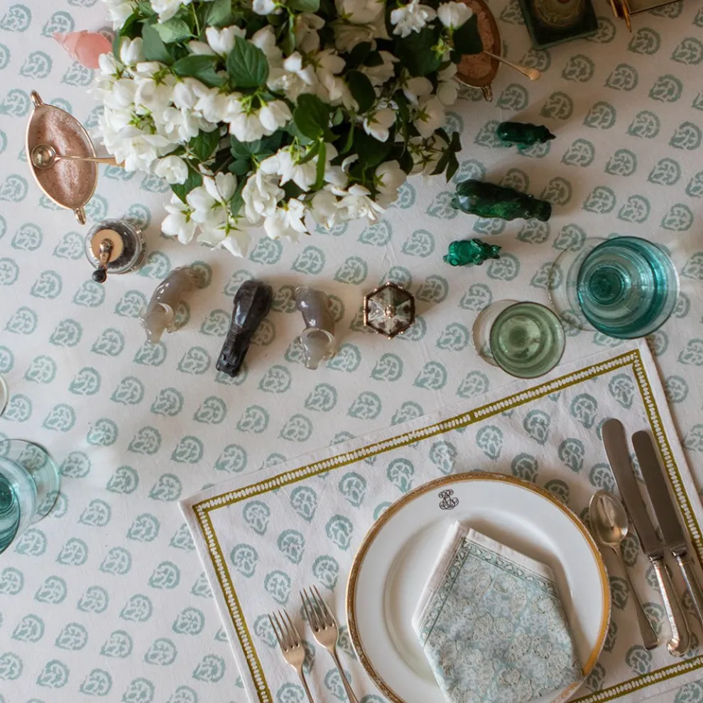 India Hicks Home Carnation Seafoam Tablecloth