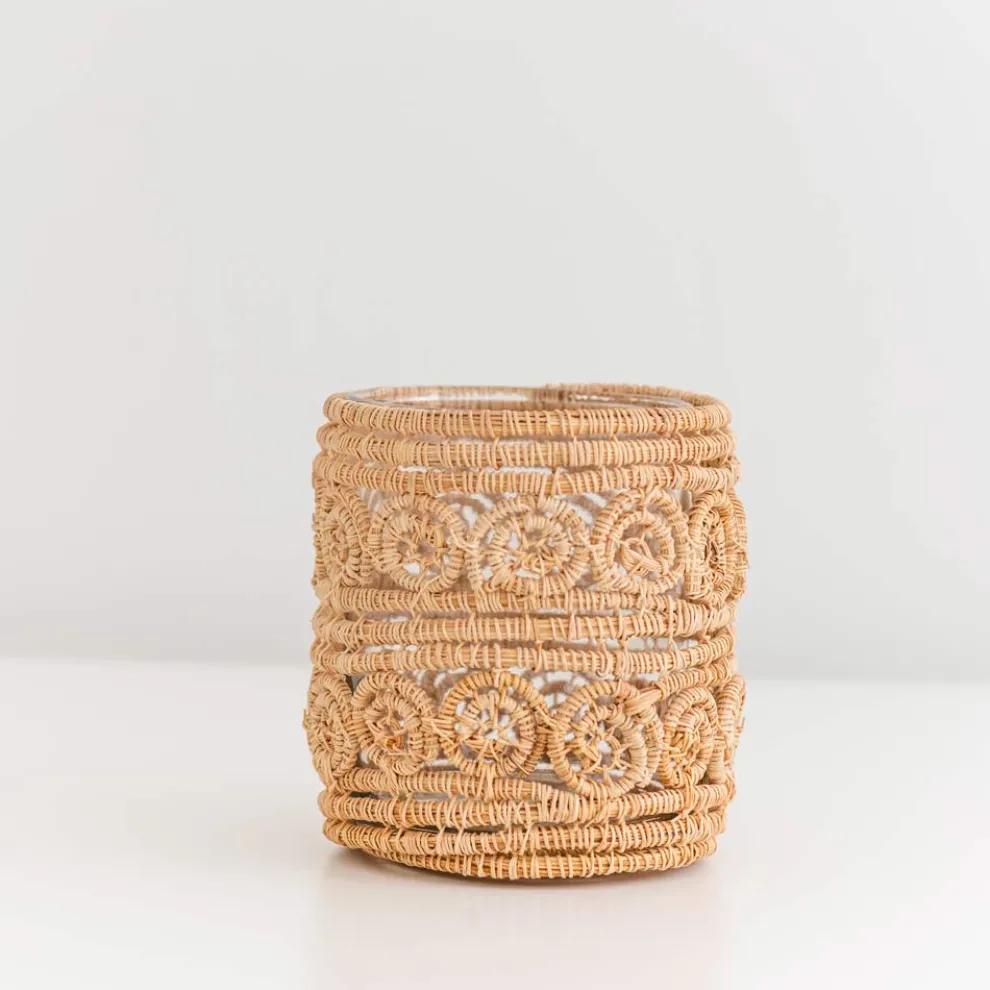 Woven natural Candle Holder / Vase Large