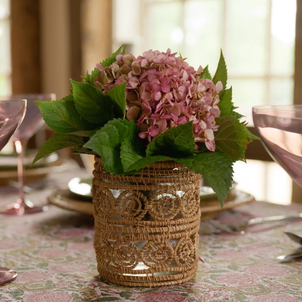 Woven natural Candle Holder / Vase Large