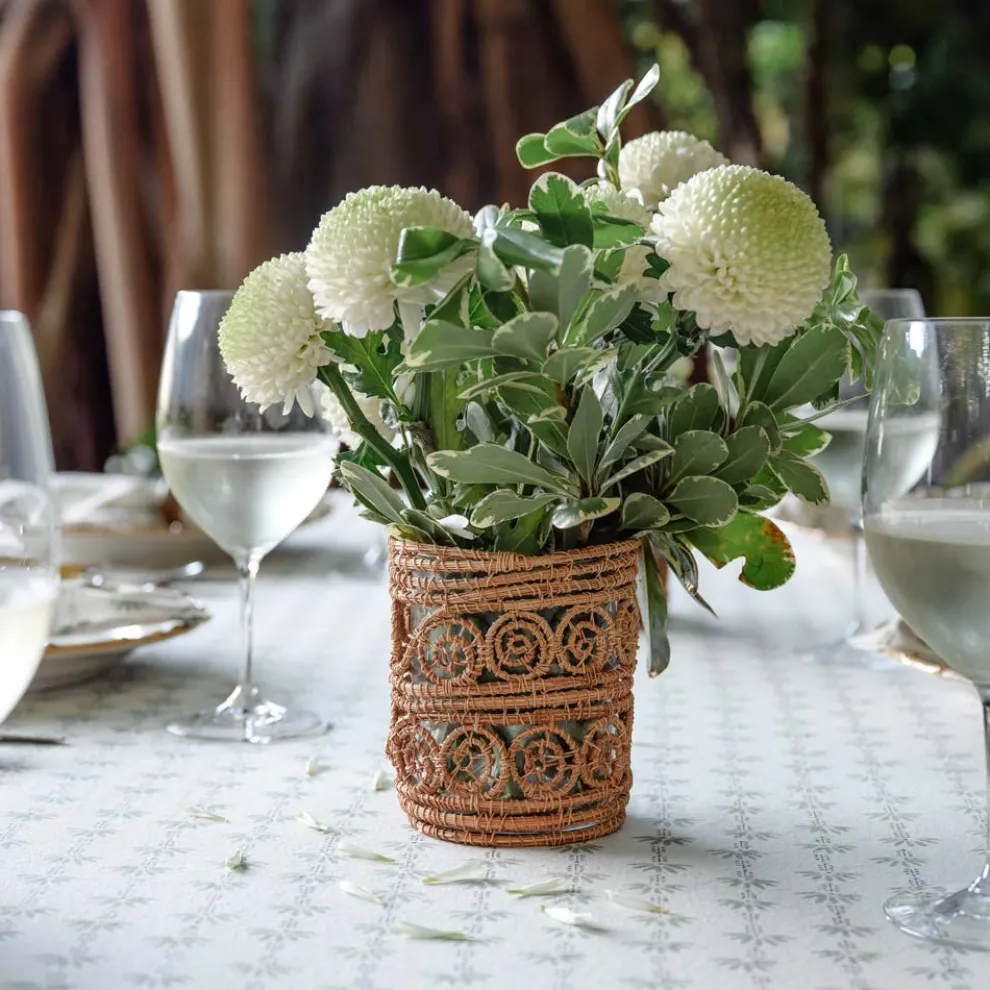 Woven natural Candle Holder / Vase Large