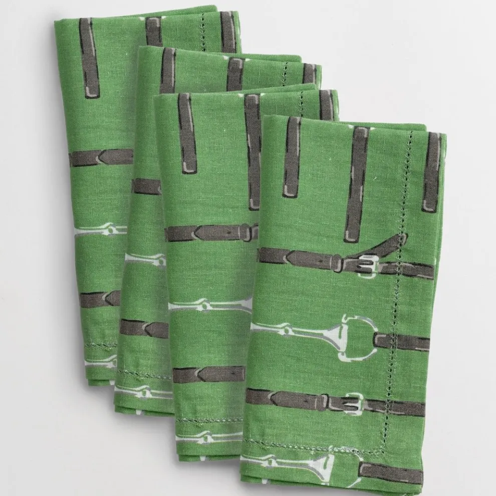 Green Linen Snaffle & Buckle Napkin | Set of 4