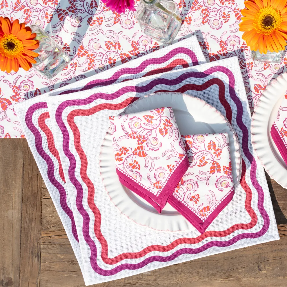 Pink Square Wave Placemat | Set of 4