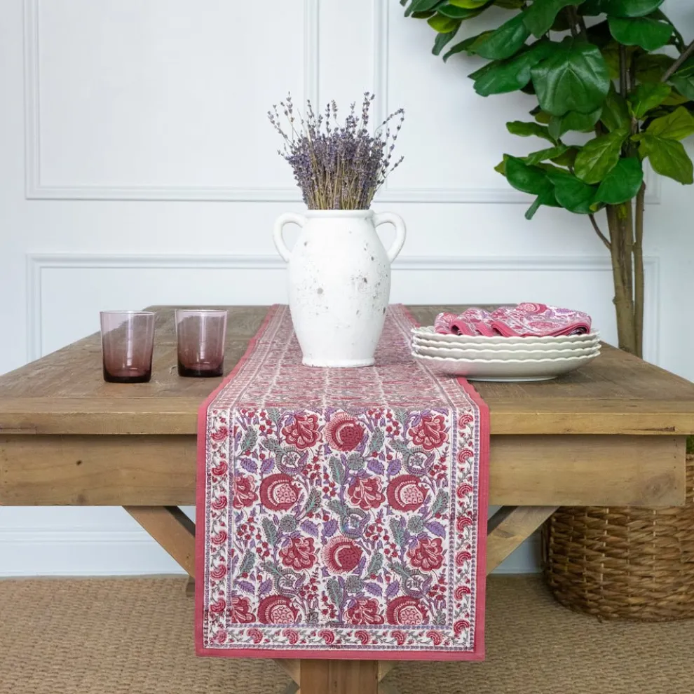 Bohemian Floral Dusty Rose Table Runner