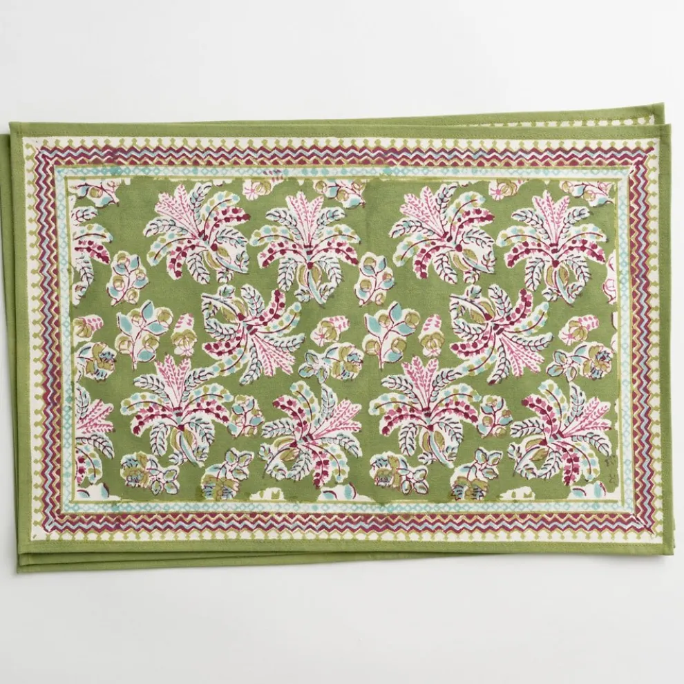 Grecian Palm Fern & Magenta Placemat | Set of 4