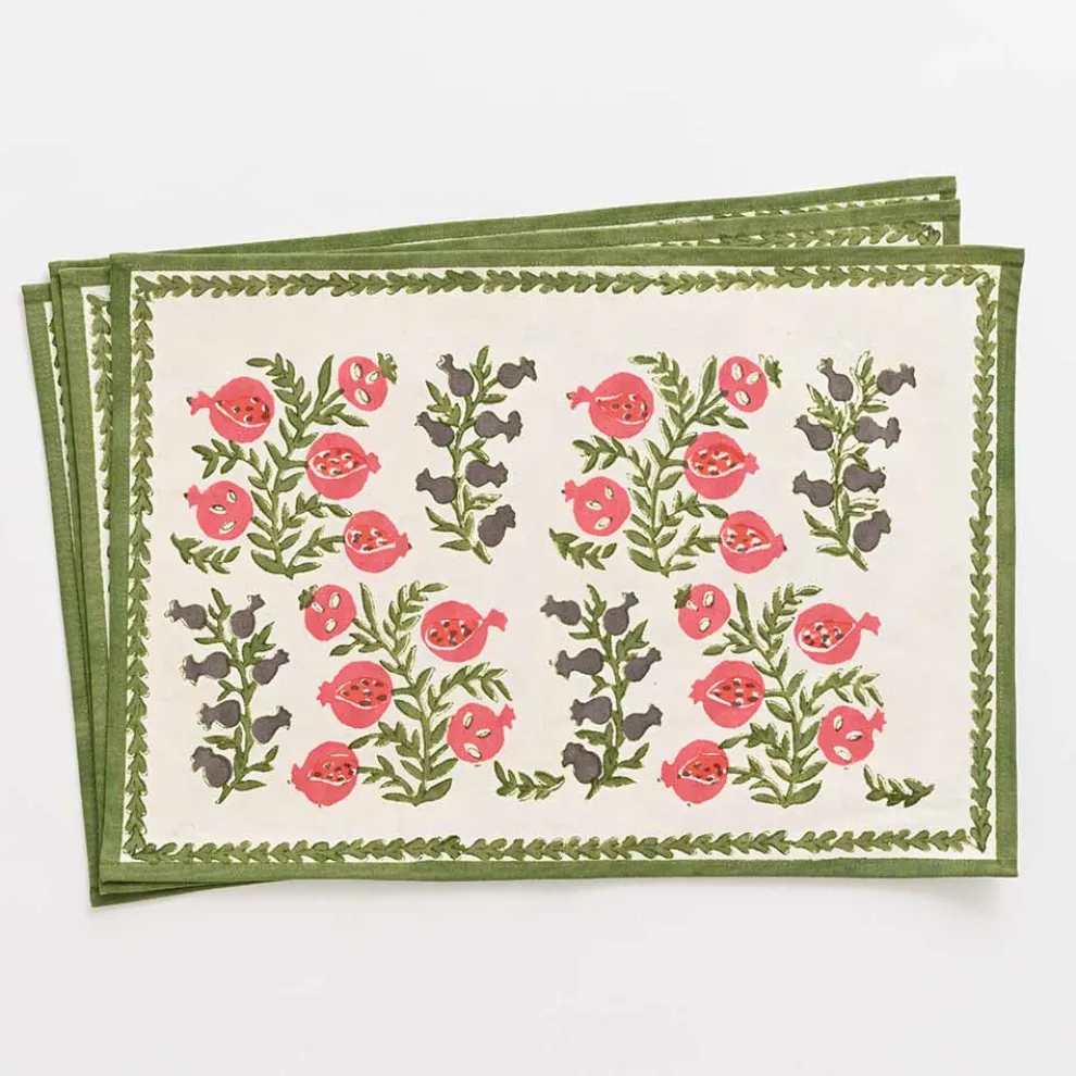 Pom Bells Fern & Poppy Placemat | Set of 4