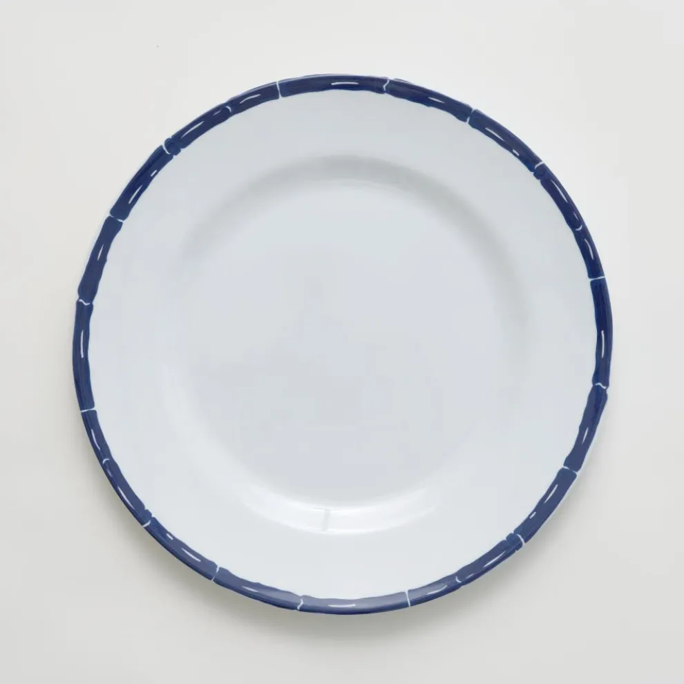 Navy Bamboo Melamine Dinner Plates