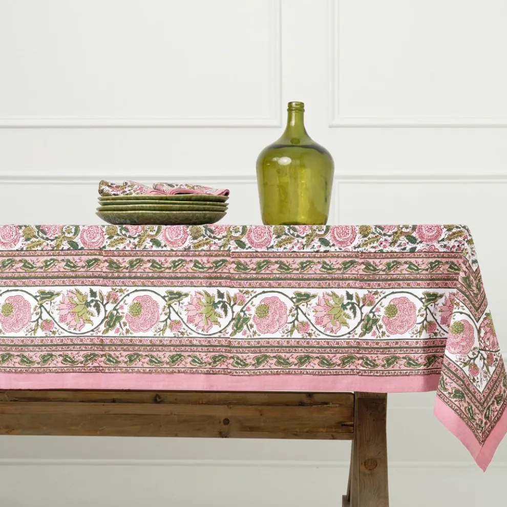 Bohemian Floral Moss & Mauve Tablecloth
