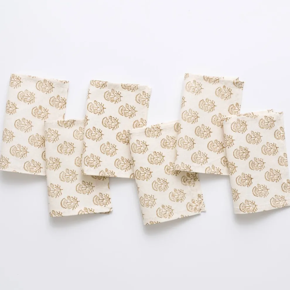 Anika Beige Cocktail Napkins | Set of 6