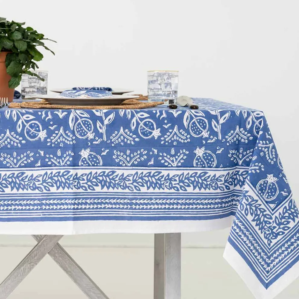Pomegranate Blue Tablecloth
