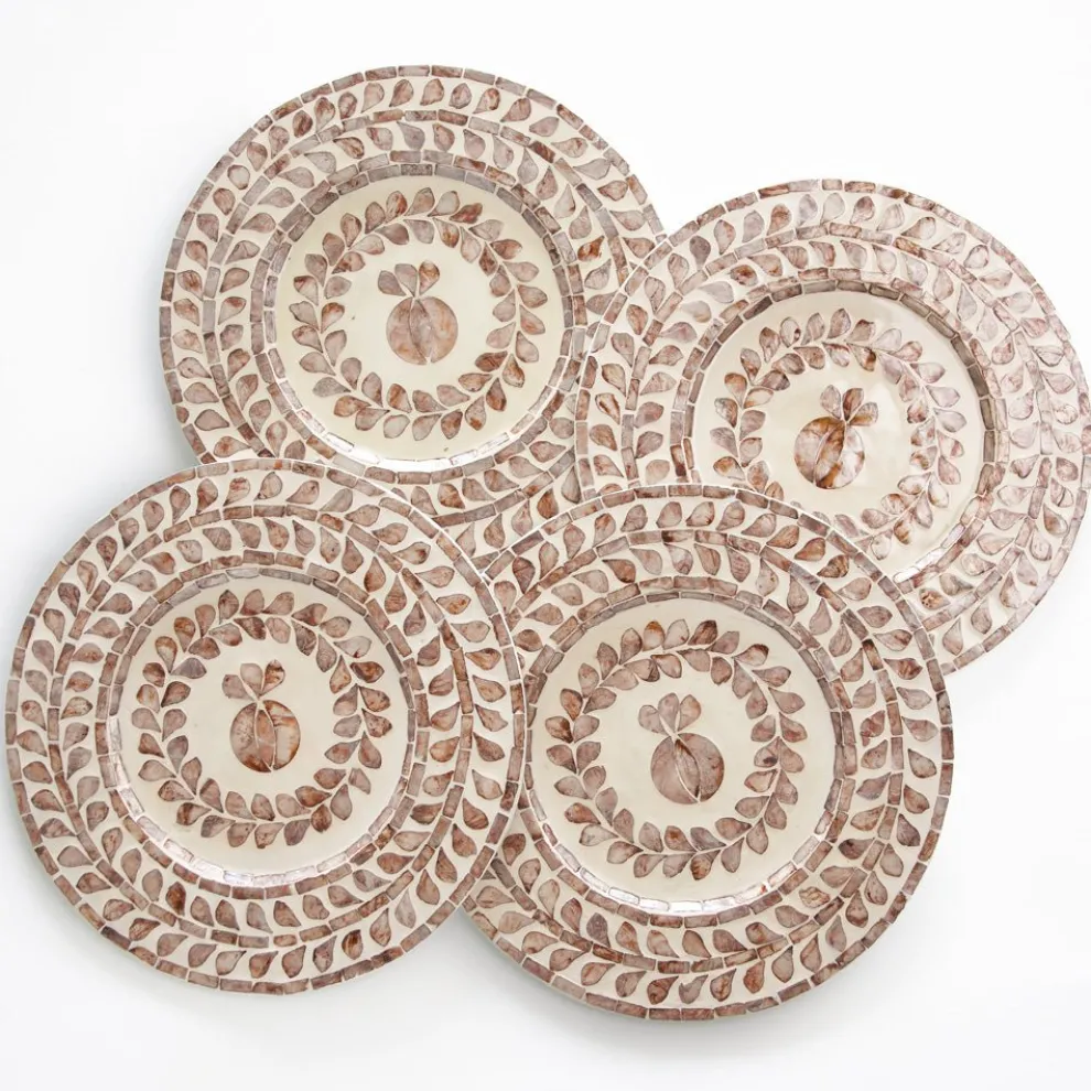 Capiz Shell Pomegranate Charger Taupe | Set of 4