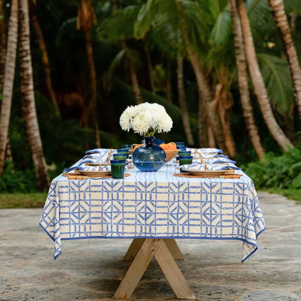 Blue Bamboo Tablecloth