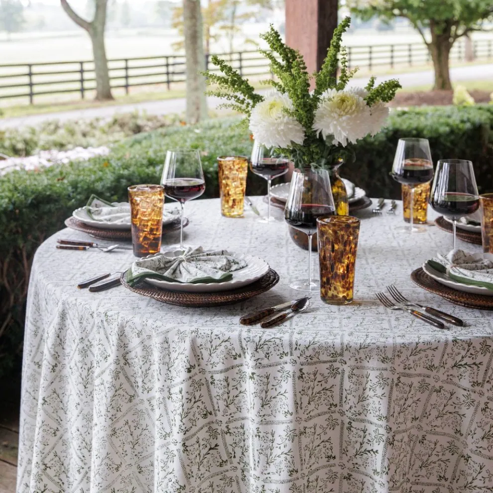 India Hicks Home Sea Ferns & Domino Hunter Green Tablecloth