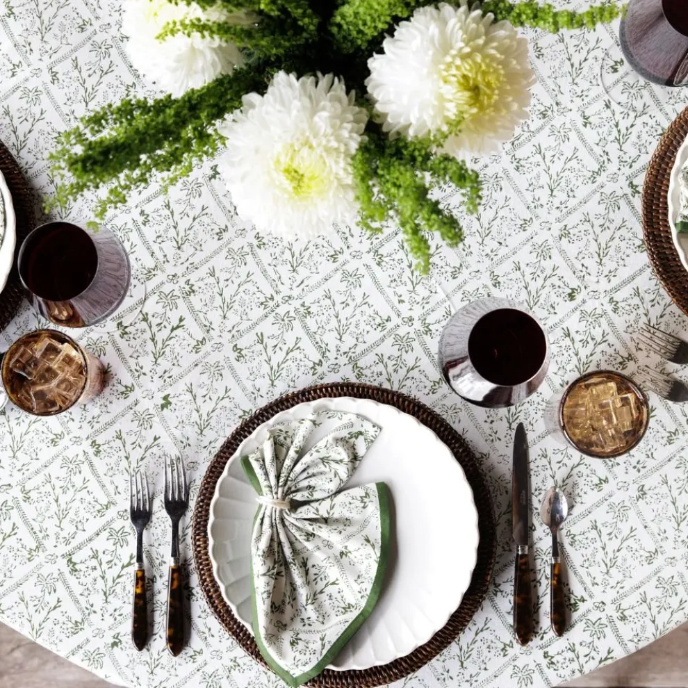 India Hicks Home Sea Ferns & Domino Hunter Green Tablecloth