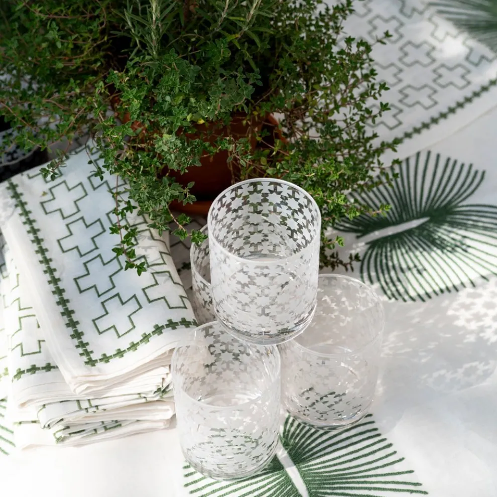 India Hicks Home Frosted Cuban Cross Bourbon Glass | Set of 4