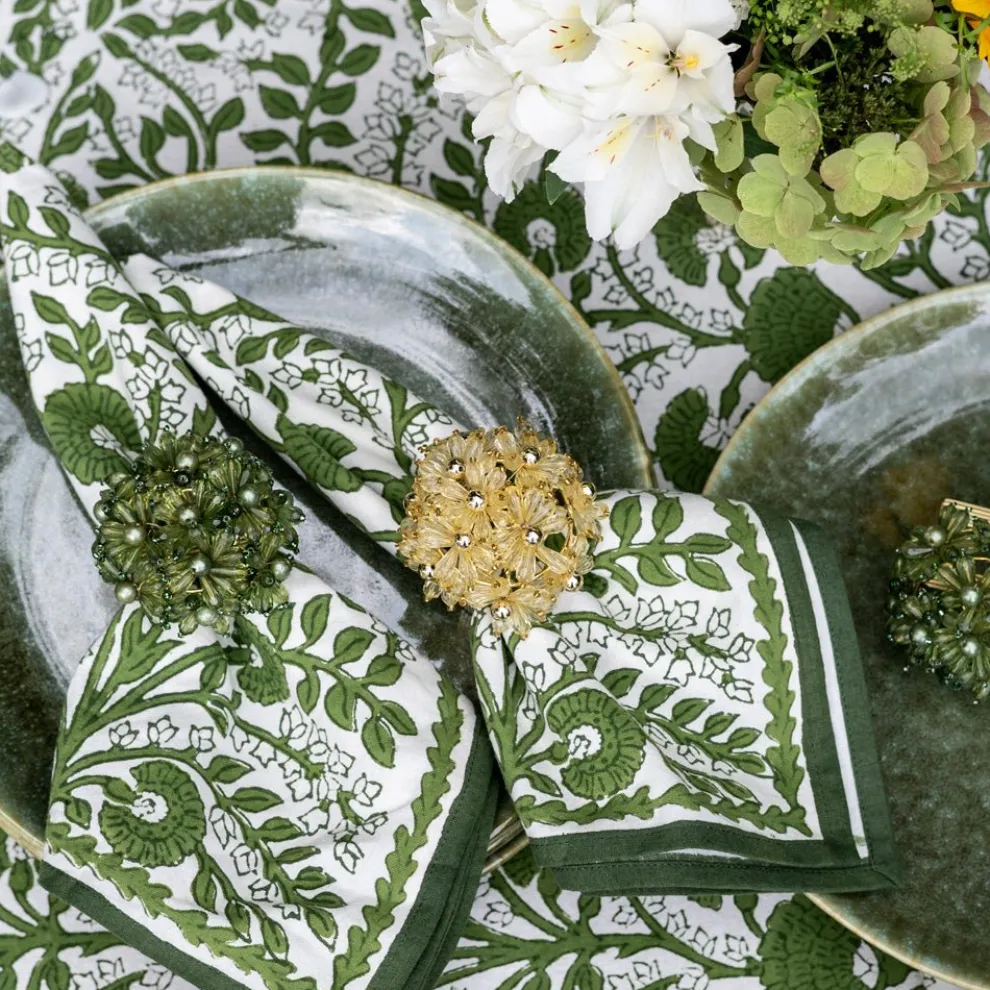 Champagne Bouquet Beaded Napkin Ring | Set of 4