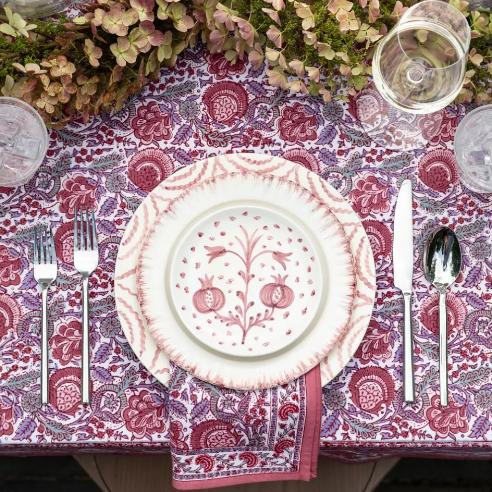 Pomegranate Duet Rose Appetizer Plate | Set of 4