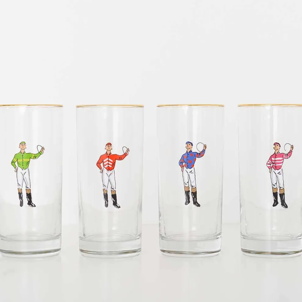 Jockeys Drinking Glasses Mixed Set of 4