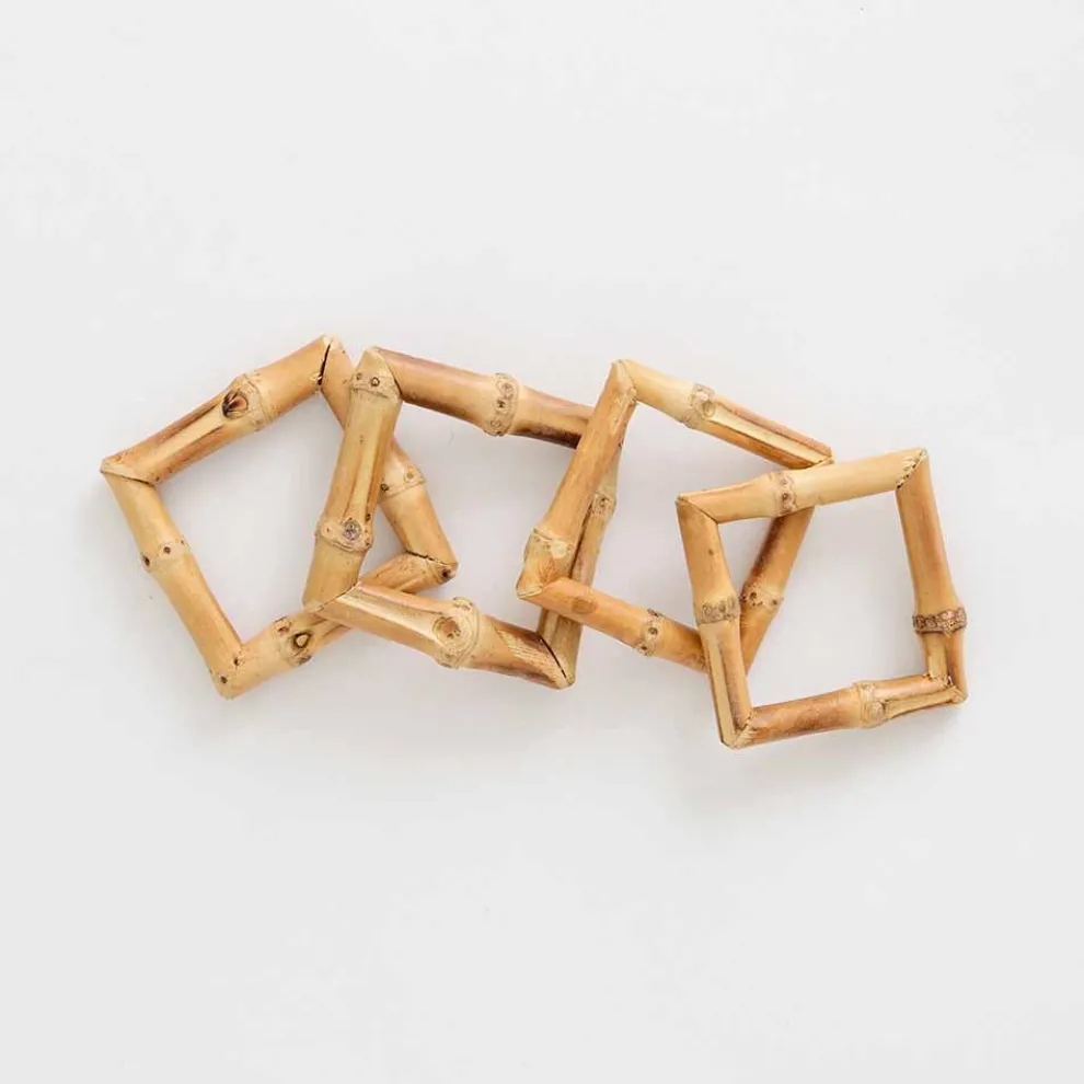 Square Bamboo Napkin Rings | Set of 4