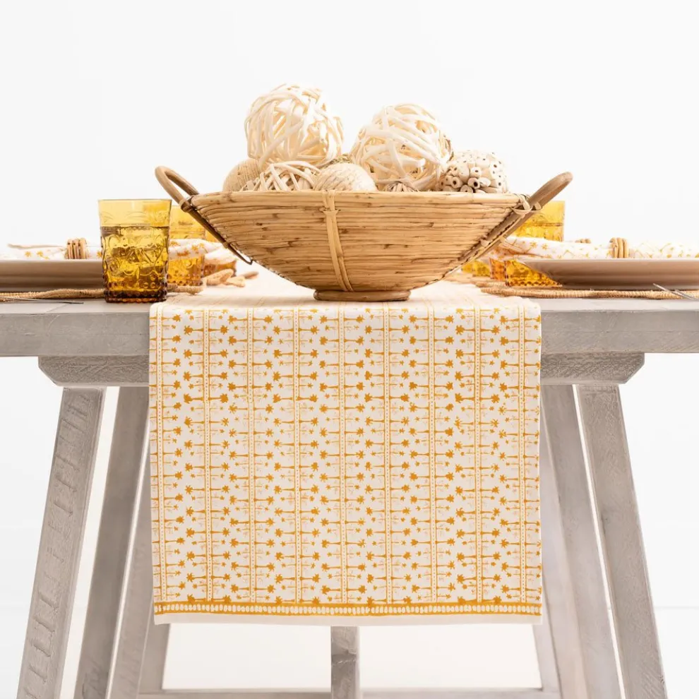 India Hicks Home Palm Avenue Golden Table Runner