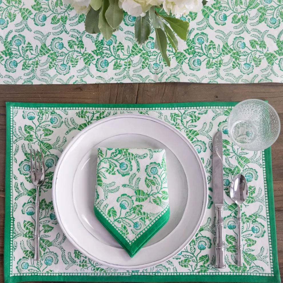 Gardenia Vine Emerald Placemat | Set of 4