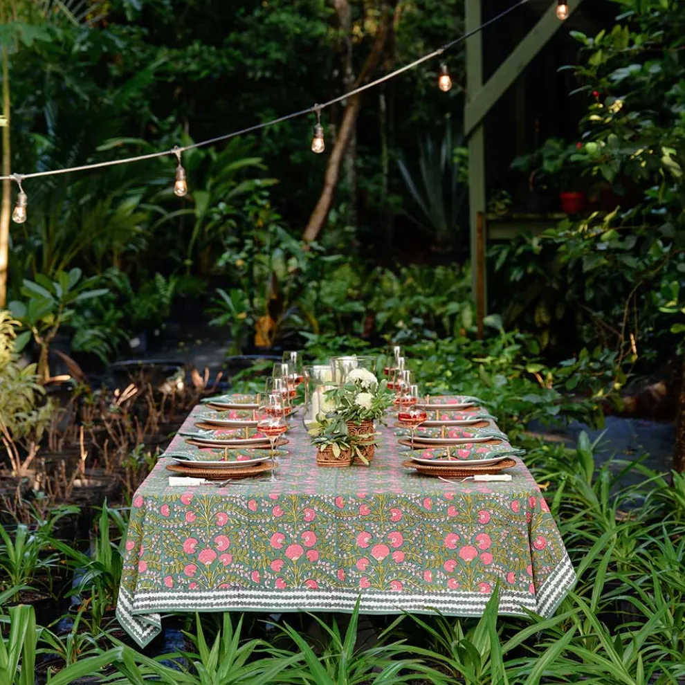 Cactus Flower Jade Tablecloth