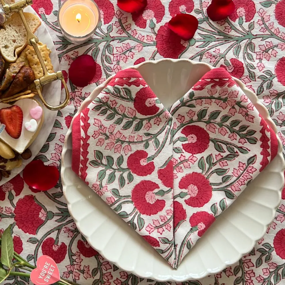Cactus Flower Scarlet & Rose Napkin | Set of 4