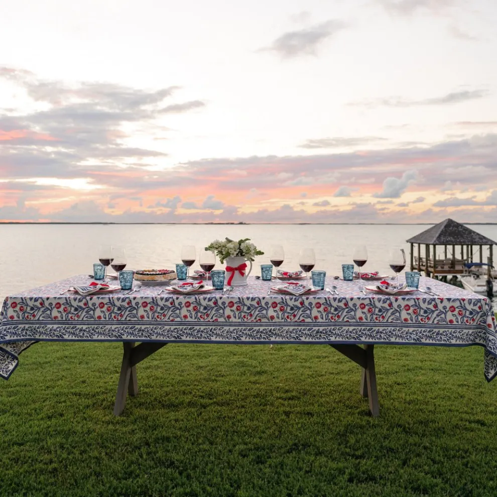 Emma Red & Blue Tablecloth