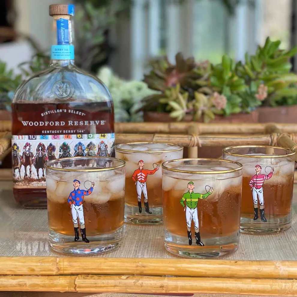 Classic Jockey Silks Bourbon Glass Mixed Set of 4