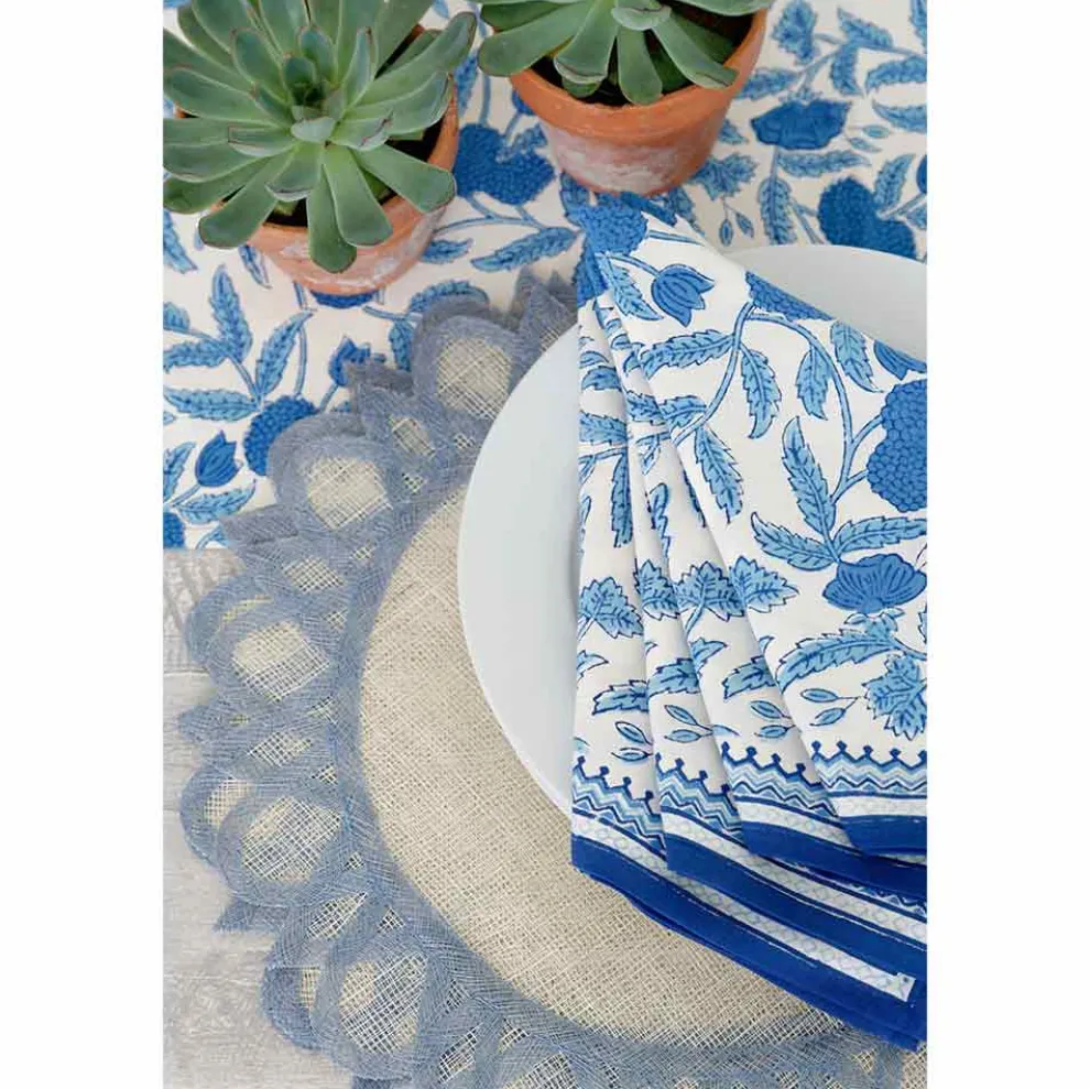 Light blue natural fiber placemats | Set 4