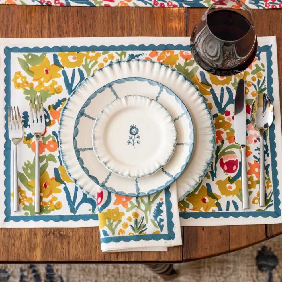 Ruffled Teal Dinner Plate | Set of 2