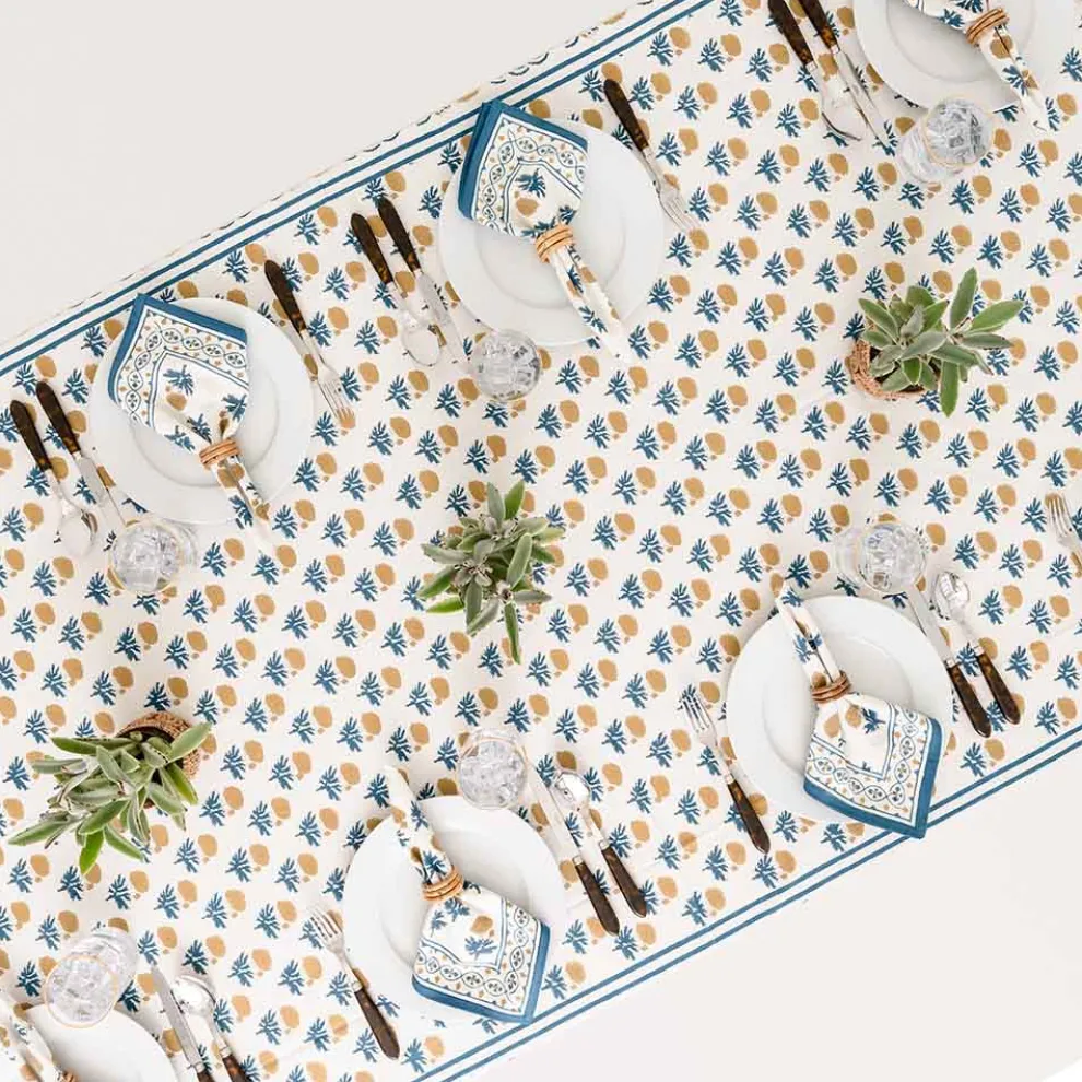 Gaya Teal & Marigold Tablecloth