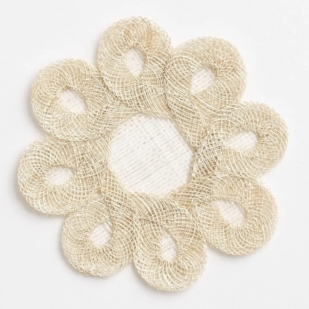 Ecru Woven Doodles Coaster | Set of 4